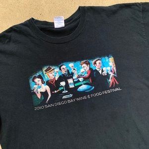 San Francisco California Bay Wine Food Festival Art Oil Pastel Graphic Shirt XL